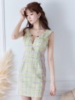 画像6: sugarコラボ商品☆【XS-Lサイズあり】【ROBE de FLEURS Glossy/ローブ・ド・フルール グロッシー】ラメツイード/ ジップ/ ZIP フロントロックデザイン/ タイト/ ミニドレス/ キャバドレス[OF2] (6)