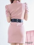 画像9: XSサイズあり【ROBE de FLEURS Glossy/ローブ・ド・フルール グロッシー】バストカット/ ジップ/ ZIP ベルト付き/ 半袖/ パフスリーブ/ タイト/ ミニドレス/ キャバドレス[OF2] (9)