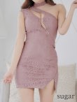 画像26: XS-Lサイズあり【ROBE de FLEURS Glossy/ローブ・ド・フルール グロッシー】ワンショル/ ジップxフープ/ フラワーレース/ アシンメトリー/ タイト/ ミニドレス/ キャバドレス[OF2] (26)