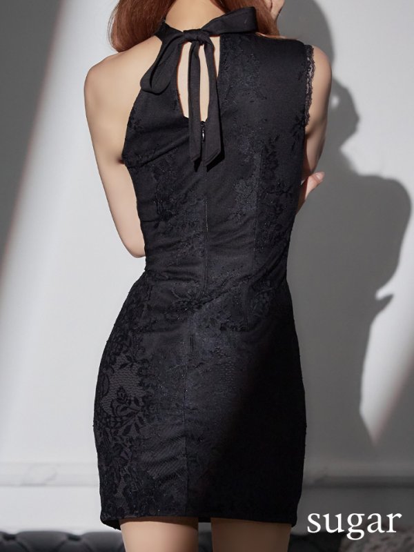 画像9: XS-Lサイズあり【Glossy/グロッシー】ワンショル/ ジップxフープ/ フラワーレース/ アシンメトリー/ タイト/ ミニドレス/ キャバドレス【HC02】 (9)