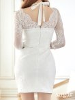 画像10: XS〜Lサイズあり【ROBE de FLEURS Glossy/ローブ・ド・フルール グロッシー】ホルターネック/ アメスリ/ レーススリーブ/ 七分袖/ 長袖/ 袖あり/ ジップ/ タイト/ ミニドレス/ キャバドレス[OF2] (10)