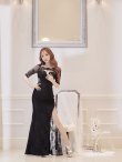 画像7: Lサイズあり【Glossy/グロッシー】ジップ/ ZIP/ オフショル/ サイドレース/ スリット/ ロングドレス/ キャバドレスlong[OF08] (7)