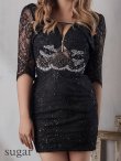 画像12: 【ROBE de FLEURS Glossy/ローブ・ド・フルール グロッシー】レーススリーブ/ 七分袖/ 長袖/ 袖あり/ ウエストシースルー/ ジップ/ タイト/ ミニドレス/ キャバドレス[OF2] (12)