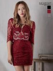 画像22: 【ROBE de FLEURS Glossy/ローブ・ド・フルール グロッシー】レーススリーブ/ 七分袖/ 長袖/ 袖あり/ ウエストシースルー/ ジップ/ タイト/ ミニドレス/ キャバドレス[OF2] (22)