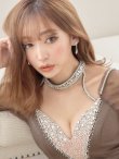 画像4: 【ROBE de FLEURS Glossy/ローブ・ド・フルール グロッシー】アメスリ/ ビジューホルター/ レース/ チュールスリーブ/ 長袖/ 袖あり/ タイト/ ミニドレス/ キャバドレス[OF2] (4)
