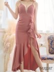 画像33: 【ROBE de FLEURS Glossy/ローブ・ド・フルール グロッシー】マーメイド/ バックレースアップ/ キャミ/ ビジュー/ アシンメトリーフリル/ タイト/ マキシ丈/ キャバドレス[OF2] (33)
