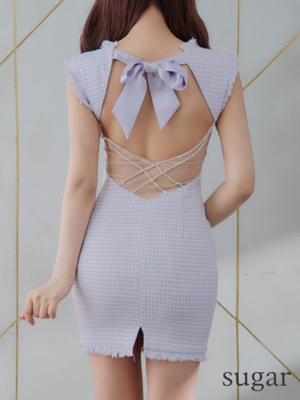 画像9: XSサイズあり【Glossy/グロッシー】スプリングツイード/ ビジュージッパー/ シアー/ ノースリーブ/ タイト/ ミニドレス/ キャバドレス【HC02】 (9)