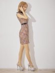 画像7: 門りょうちゃん着用【XS-Lサイズあり☆】【ROBE de FLEURS Glossy/ローブ・ド・フルール グロッシー】襟フロントジップ/ ツイード/ ハイウエスト/ レザー/ タイト/ ミニドレス/ キャバドレス[OF2] (7)