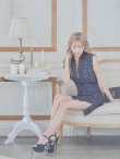 画像24: 門りょうちゃん着用【XS-Lサイズあり☆】【ROBE de FLEURS Glossy/ローブ・ド・フルール グロッシー】襟フロントジップ/ ツイード/ ハイウエスト/ レザー/ タイト/ ミニドレス/ キャバドレス[OF2] (24)