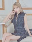 画像26: 門りょうちゃん着用【XS-Lサイズあり☆】【ROBE de FLEURS Glossy/ローブ・ド・フルール グロッシー】襟フロントジップ/ ツイード/ ハイウエスト/ レザー/ タイト/ ミニドレス/ キャバドレス[OF2] (26)