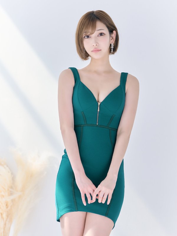 画像32: XSサイズあり【Glossy/グロッシー】バストジッパー/ ワンカラー/ ノースリーブ/ シンプル/ タイト/ ミニドレス/ キャバドレス【HC02】 (32)