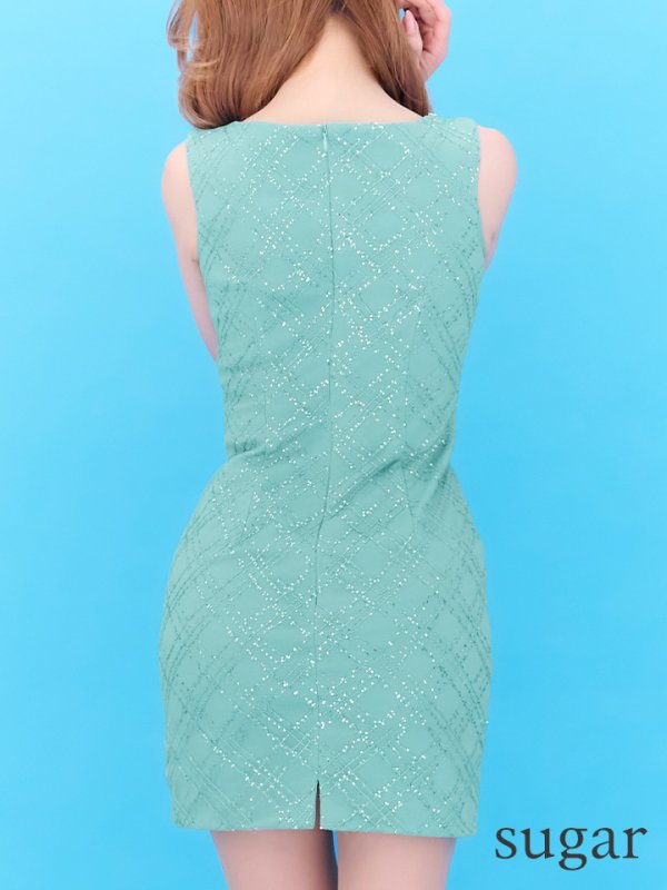 画像13: XSサイズあり【Glossy/グロッシー】ダイヤ柄/ スパンコール/ ビジュー/ スリットネック/ キーネック/ タイト/ ミニドレス/ キャバドレス【HC02】 (13)