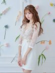 画像3: XSサイズあり【ROBE de FLEURS Glossy/ローブ・ド・フルール グロッシー】立体フラワー/ レース/ 七分袖/ 長袖/ 袖あり/ ストレッチ/ タイト/ ミニドレス/ キャバドレス[OF2] (3)