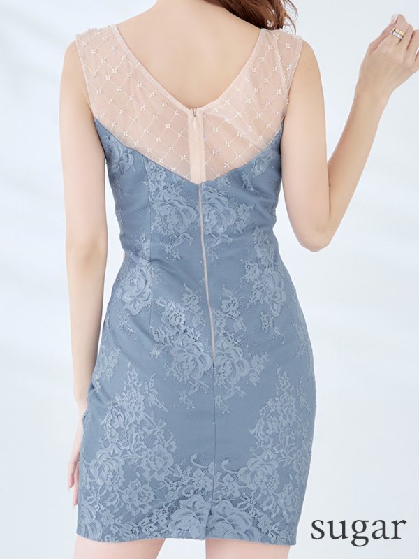 画像8: XSサイズあり【Glossy/グロッシー】ショルダービジュー/ ノースリーブ/ 総レース/ ストレッチ/ タイト/ ミニドレス/ キャバドレス【HC02】 (8)