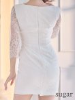 画像13: XS-Lサイズあり【ROBE de FLEURS Glossy/ローブ・ド・フルール グロッシー】バストビジュー/ レーススリーブ/ 袖あり/ ワンカラー/ 総レース/ タイト/ ミニドレス/ キャバドレス[OF2] (13)