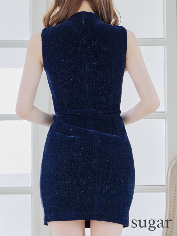 画像9: XSサイズあり【Glossy/グロッシー】フロントジッパー/ バストボタン/ ノースリーブ/ シンプル/ ワンカラー/ タイト/ ミニドレス/ キャバドレス[OF2] (9)