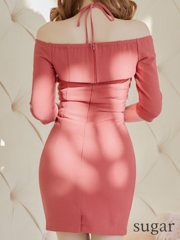 画像9: XSサイズあり【Glossy/グロッシー】袖あり/ バックルフロント/ ジッパー/ ワンカラー/ ストレッチ/ タイト/ ミニドレス/ キャバドレス【OF08】 (9)