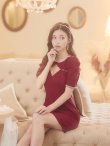 画像5: XSサイズあり【ROBE de FLEURS Glossy/ローブ・ド・フルール グロッシー】袖あり/ リブニット/ バストカット/ パール/ ストレッチ/ タイト/ ミニドレス/ キャバドレス[OF2] (5)