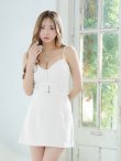 画像7: XSサイズあり【ROBE de FLEURS Glossy/ローブ・ド・フルール グロッシー】ジッパー/ ベルト/ キャミ/ セットアップ/ シンプル/ ワンカラー/ ミニドレス/ キャバドレス[OF2] (7)