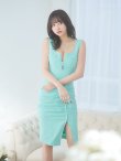 画像3: XSサイズあり【ROBE de FLEURS Glossy/ローブ・ド・フルール グロッシー】フロントジップ/ スタッズ/ ストレッチ/ ワンカラー/ タイト/ ミディアムドレス/ キャバドレス【丈違いあり】[OF2] (3)
