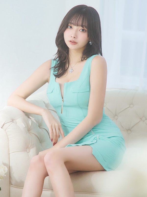 画像28: XSサイズあり【Glossy/グロッシー】フロントジップ/ スタッズ/ ストレッチ/ ワンカラー/ タイト/ ミディアムドレス/ キャバドレス【丈違いあり】【OF08】 (28)