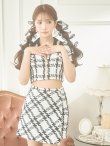画像8: XSサイズあり【ROBE de FLEURS Glossy/ローブ・ド・フルール グロッシー】セットアップ/ チェック/ ツイード/ 半袖/ フロントジップ/ タイト/ ミニドレス/ キャバドレス[OF2] (8)