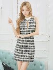 画像7: XSサイズあり【ROBE de FLEURS Glossy/ローブ・ド・フルール グロッシー】フロントジッパー/ チェック柄ツイード/ ツイード/ ノースリーブ/ タイト/ ミニドレス/ キャバドレス[OF2] (7)