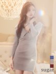 画像1: XSサイズあり【ROBE de FLEURS Glossy/ローブ・ド・フルール グロッシー】フロントジッパー/ オフショルダー/ リブニット/ 袖あり/ 長袖/ シンプル/ ワンカラー/ ストレッチ/ タイト/ ミニドレス/ キャバドレス[OF2] (1)