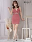 画像7: XSサイズあり【ROBE de FLEURS Glossy/ローブ・ド・フルール グロッシー】ウエストシースルーレース/ ストレッチ/ ビジュー/ キャミソール/ タイト/ ミニドレス/ キャバドレス[OF2] (7)