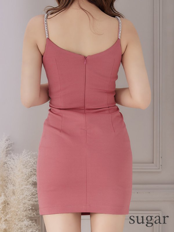 画像18: XSサイズあり【Glossy/グロッシー】ウエストシースルーレース/ ストレッチ/ ビジュー/ キャミソール/ タイト/ ミニドレス/ キャバドレス[OF08] (18)