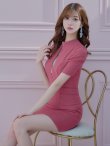 画像3: XSサイズあり【ROBE de FLEURS Glossy/ローブ・ド・フルール グロッシー】バストジッパー/ スプリングツイード/ 半袖/ 袖あり/ ワンカラー/ タイト/ ミニドレス/ キャバドレス[OF2] (3)
