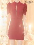 画像25: 門りょうちゃん着用 XSサイズあり【ROBE de FLEURS Glossy/ローブ・ド・フルール グロッシー】バストジッパー/ ワッフル/ 袖あり/ 半袖/ シンプル/ ワンカラー/ ストレッチ/ タイト/ ミニドレス/ キャバドレス[OF2] (25)