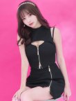 画像6: XSサイズあり【ROBE de FLEURS Glossy/ローブ・ド・フルール グロッシー】マルチファスナー/ ハイネック/ ノースリーブ/ ワンカラー/ タイト/ ミニドレス/ キャバドレス[OF2] (6)