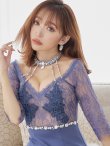 画像12: XSサイズあり【ROBE de FLEURS Glossy/ローブ・ド・フルール グロッシー】ウエストシースルー/ レーススリーブ/ 袖あり/ オフショル/ タイト/ ミニドレス/ キャバドレス[OF2] (12)
