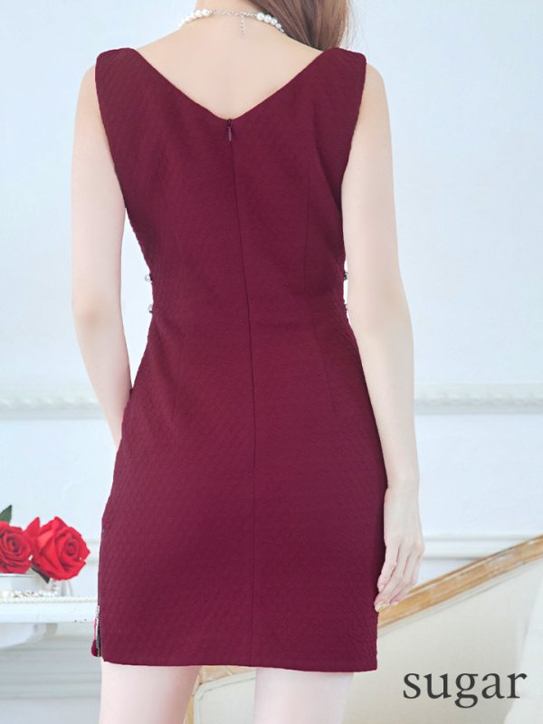 画像41: XSサイズあり【Glossy/グロッシー】バストジッパー/ ビジュー/ ワッフル/ ノースリーブ/ ワンカラー/ タイト/ ミニドレス/ キャバドレス[OF08] (41)