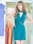 画像27: XSサイズあり【ROBE de FLEURS Glossy/ローブ・ド・フルール グロッシー】チョーカー風ベルト/ カットアウト/ シンプル/ ワンカラー/ ノースリーブ/ タイト/ ミニドレス/ キャバドレス[OF2] (27)