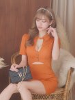 画像3: XSサイズあり【ROBE de FLEURS Glossy/ローブ・ド・フルール グロッシー】バストカット/ ウエストカット/ 袖あり/ 半袖/ バックル/ ストレッチ/ タイト/ ミニドレス/ キャバドレス[OF2] (3)