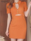 画像8: XSサイズあり【ROBE de FLEURS Glossy/ローブ・ド・フルール グロッシー】バストカット/ ウエストカット/ 袖あり/ 半袖/ バックル/ ストレッチ/ タイト/ ミニドレス/ キャバドレス[OF2] (8)
