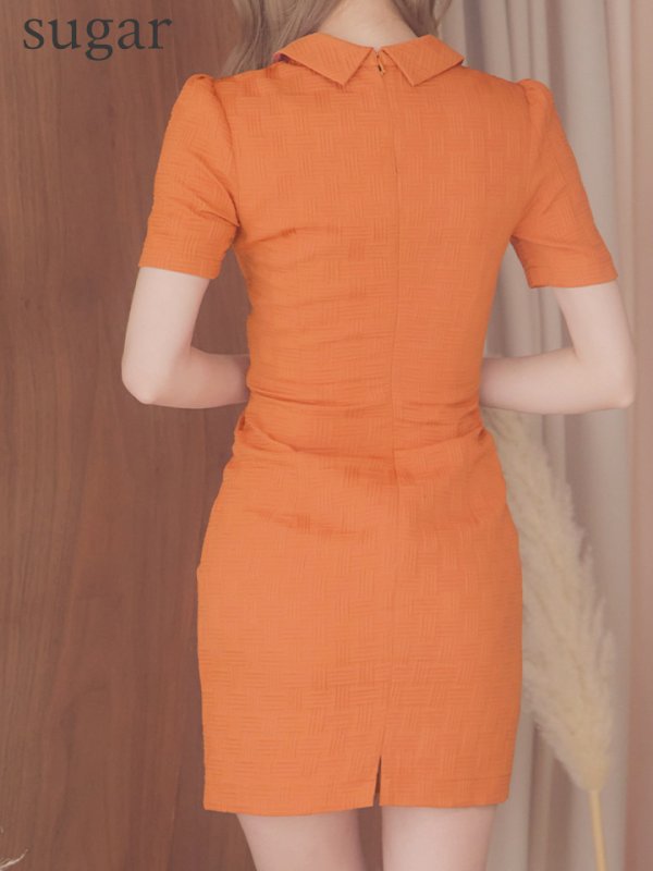 画像9: XSサイズあり【Glossy/グロッシー】バストカット/ ウエストカット/ 袖あり/ 半袖/ バックル/ ストレッチ/ タイト/ ミニドレス/ キャバドレス[OF08] (9)