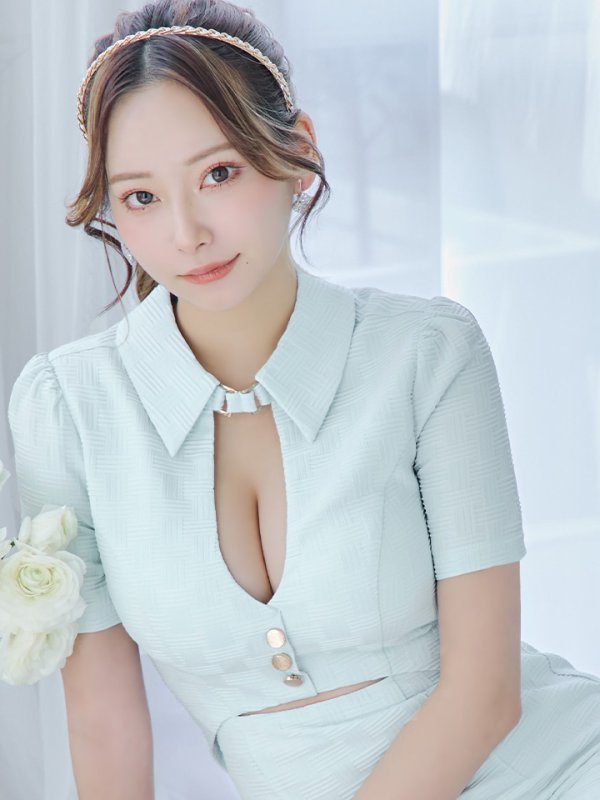 画像38: XSサイズあり【Glossy/グロッシー】バストカット/ ウエストカット/ 袖あり/ 半袖/ バックル/ ストレッチ/ タイト/ ミニドレス/ キャバドレス[OF2] (38)