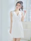 画像12: XSサイズあり【ROBE de FLEURS Glossy/ローブ・ド・フルール グロッシー】襟付き/ レザーベルトデザイン/ ノースリーブ/ シンプル/ ワンカラー/ タイト/ ミニドレス/ キャバドレス[OF2] (12)