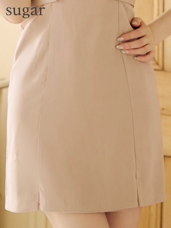 画像28: XSサイズあり【Glossy/グロッシー】襟付き/ レザーベルトデザイン/ ノースリーブ/ シンプル/ ワンカラー/ タイト/ ミニドレス/ キャバドレス[OF08] (28)