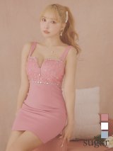 XSサイズあり【IRMA/イルマ】ラメ/ ショルダーリボン/ サマーツイード/ ワンショルダー/ ゴールドボタン/ フレア/ ミニドレス/ キャバドレス[OF2A]