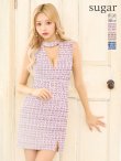 画像15: XS-Lサイズあり【ROBE de FLEURS Glossy/ローブ・ド・フルール グロッシー】ツイード/ チョーカー風/ ベルト/ ノースリーブ/ タイト/ ミニドレス/ キャバドレス[OF2] (15)