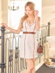 画像16: XSサイズあり【ROBE de FLEURS Glossy/ローブ・ド・フルール グロッシー】カラーパイピング/ フロントジッパー/ ノースリーブ/ ワンカラー/ タイト/ ミニドレス/ キャバドレス[OF2] (16)