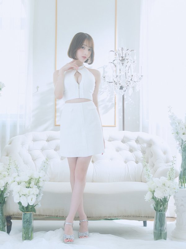 画像30: XSサイズあり【Glossy/グロッシー】フロントジッパー/ リブニット/ アメリカンスリーブ/ 無地/ ワンカラー/ タイト/ セットアップ/ ミニドレス/ キャバドレス[OF08] (30)