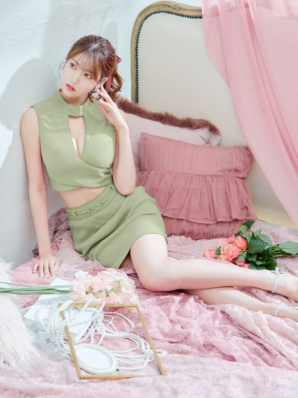 画像19: XSサイズあり【Glossy/グロッシー】シンプル/ バストカット/ リブニット/ ノースリーブ/ ワンカラー/ タイト/ セットアップ/ ミニドレス/ キャバドレス[OF08] (19)