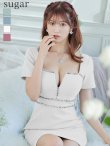 画像44: XSサイズあり【ROBE de FLEURS Glossy/ローブ・ド・フルール グロッシー】バストジッパー/ ビジュー/ ワッフル/ ストレッチ/ 半袖/ 袖あり/ ワンカラー/ タイト/ ミニドレス/ キャバドレス[OF2] (44)