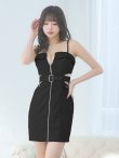 画像9: XSサイズあり【ROBE de FLEURS Glossy/ローブ・ド・フルール グロッシー】フロントジッパー/ ベルト/ キャミソール/ シアー/ タイト/ ミニドレス/ キャバドレス[OF2] (9)