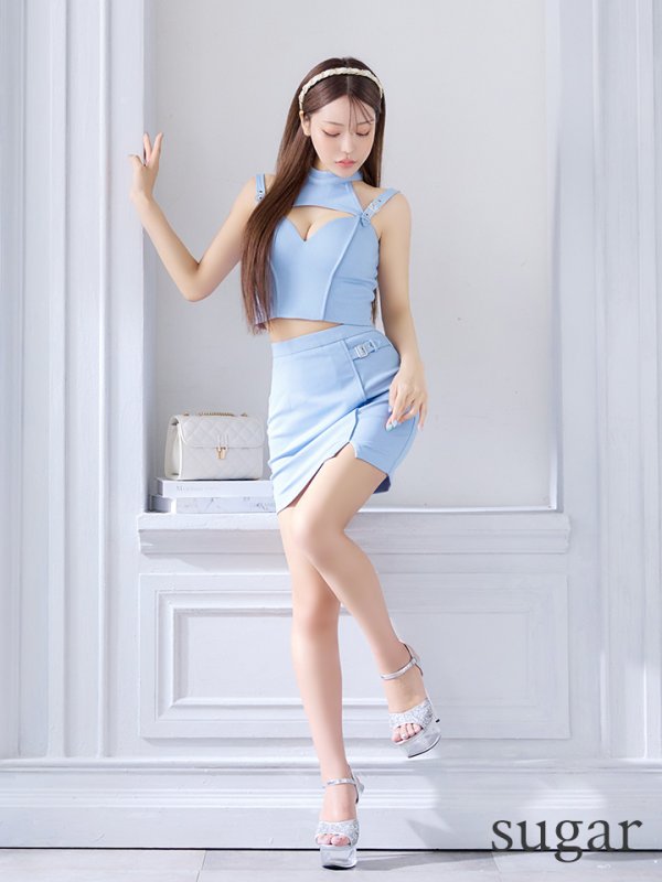 画像20: XSサイズあり【Glossy/グロッシー】バストオープンショルダー/ ストラップ/ タイト/ セットアップ/ ミニドレス/ キャバドレス[OF08] (20)